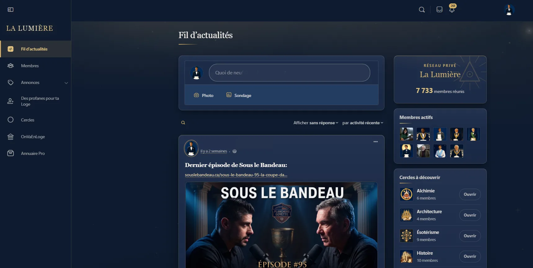 Le fil d'actualités de La Lumière sur grand écran : publications, membres actifs et Cercles à découvrir